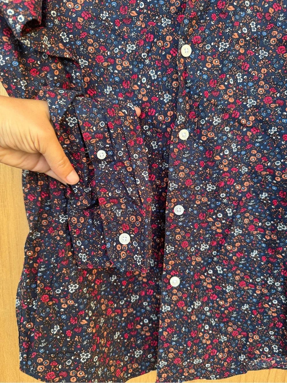 J. Crew Men’s 100% Cotton Navy Floral Button-Down Shirt